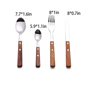HAPPY KIT Wooden Handle Silverware Set 16-Piece Cutlery