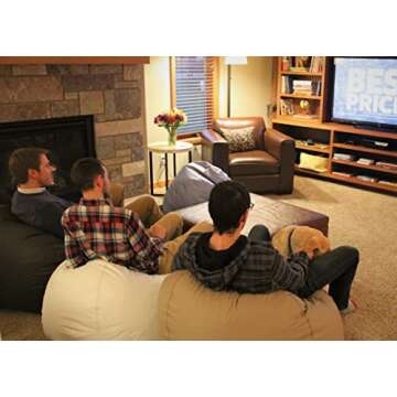 Bean Bag Chairs by Better American Products - Jumbo Giant Adult Sized Baseball Style Vinyl Bean Bag Chairs Perfect for Gaming and Dorm Rooms | 115" in Circumference (Black)