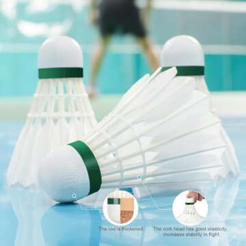 Philonext Goose Feather Badminton Shuttlecocks Birdies, 12 Pack Hight Speed Training Badminton Balls with Great Stability for Indoor Outdoor Sports Activities