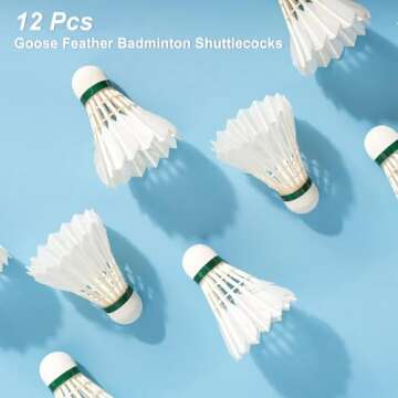Philonext Goose Feather Badminton Shuttlecocks Birdies, 12 Pack Hight Speed Training Badminton Balls with Great Stability for Indoor Outdoor Sports Activities