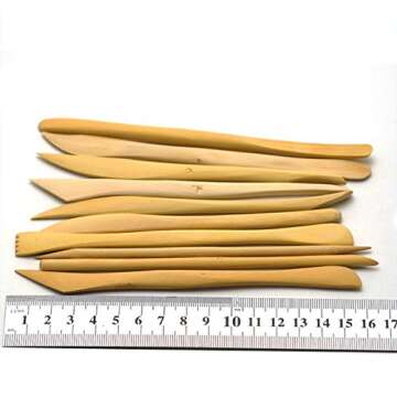 COMIART 10pcs Wooden Polymer Clay Pottery Play Dough Modeling Tools