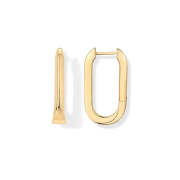 Elegant Pavoi 14K Gold Plated Geometric Hoop Earrings for Women | Stylish U-Shaped Huggie Hoops