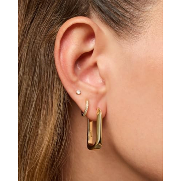 Stylish PAVOI 14K Gold Plated U-Shaped Hoop Earrings