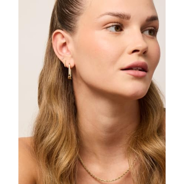 Stylish PAVOI 14K Gold Plated U-Shaped Hoop Earrings