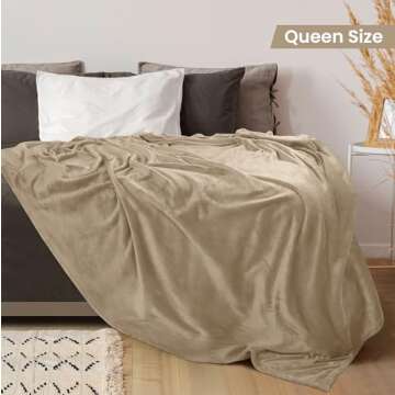 Utopia Bedding Fleece Blanket Queen Size Camel 300GSM Luxury Fuzzy Soft Anti-Static Microfiber Bed B...