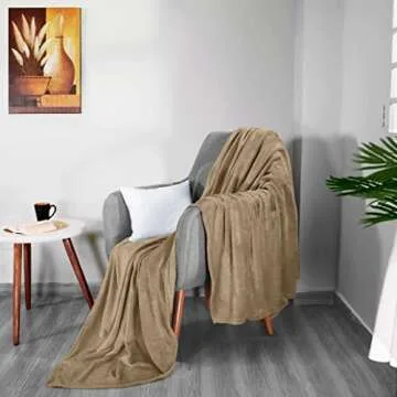 Utopia Bedding Fleece Blanket Queen Size Camel 300GSM Luxury Fuzzy Soft Anti-Static Microfiber Bed Blanket (90x90 Inch)