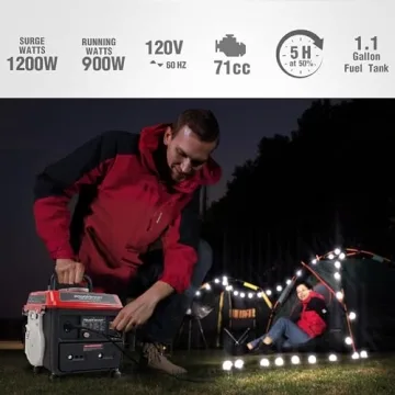 PowerSmart 1200W Portable Generator for Outdoor Backup