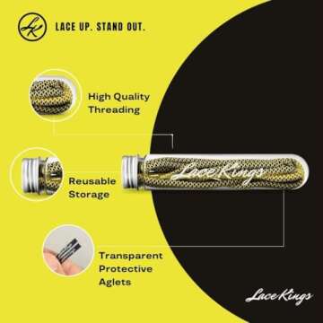 Lace Kings Round Shoelaces - Yellow/Black 54in - Premium Quality