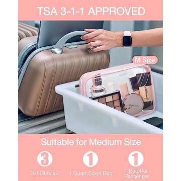 BAGSMART Clear Toiletry Bag, 2 Packs TSA Approved Water Resistant Quart Size Travel Organizer, 2 Siz...