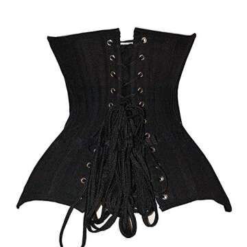 SHAPERX Women‘s Long Torso Waist Training Corsets Double Steel Boned Heavy Duty Underbust Body Shaper Wide Hips,SZ1969-Black-XL