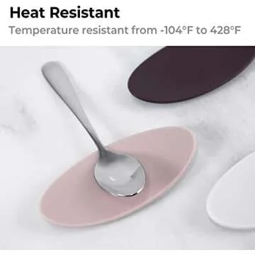 Carrotez Small Silicone Coffee Spoon Rest 2 pcs (0.2" x 1.6" x 3.74"), Spoon Holder Flexible almond-Shaped for Next to Coffee Maker - Kitchen Utensil Rest, Pink