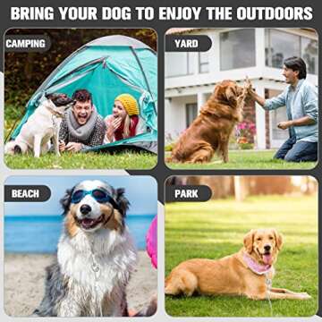 EXPAWLORER Dog Tie Out Cable and Stake, 30 ft Dog Outside Leash Cable for Ground, Yard and Camping, Heavy Duty Reflective Dog Chain and Anchor for Medium to Large Dogs Training (Up to 125 lbs) Red