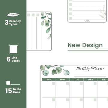 ALEZEL Dry Erase Calendar for Refrigerator, Greenery Magnetic Fridge Calendar Whiteboard - Set of Ve...