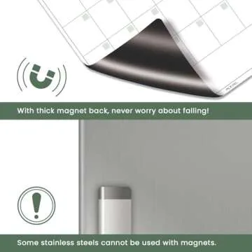 ALEZEL Dry Erase Calendar for Refrigerator, Greenery Magnetic Fridge Calendar Whiteboard - Set of Vertical Monthly Dry Erase Calendar for Fridge & 2 List Board, 4 Markers + Eraser