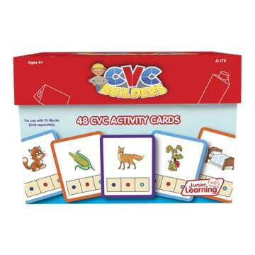 Junior Learning: CVC Word Builders, 48 CVC Activity Cards, Phonemic Awareness, Helps Children to Rec...