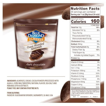 Blue Diamond Dark Chocolate Almonds 25 oz Snack