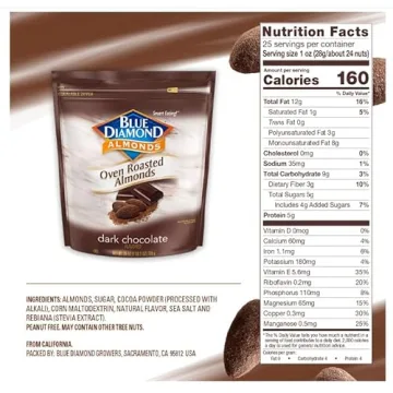 Blue Diamond Dark Chocolate Almonds 25 oz Snack