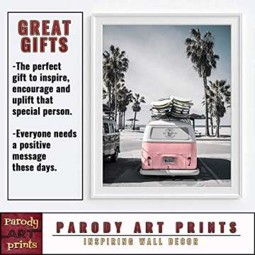 Classic Antique Van at Beach Ocean Nautical Photography Print, Unframed, Coastal Palm Trees Home and...