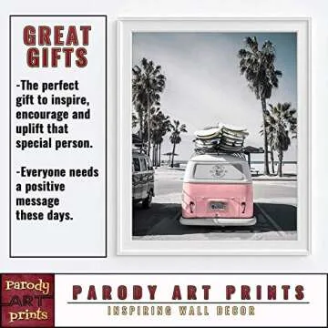 Classic Antique Van at Beach Ocean Nautical Photography Print, Unframed, Coastal Palm Trees Home and...