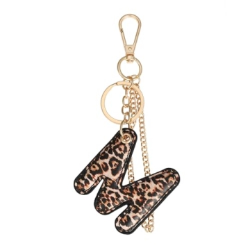 Stylish Winssigma Leopard Letter Keychain for Women - PU Leather Initial Keyring