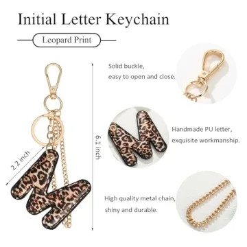 Winssigma Leopard Letter Keychain Women PU Leather Keyring