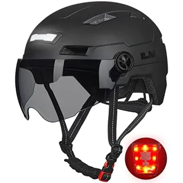 ILM Adult Bike Helmet - USB Rechargeable LED Lights & Removable Goggle, Ultimate Cycling Safety