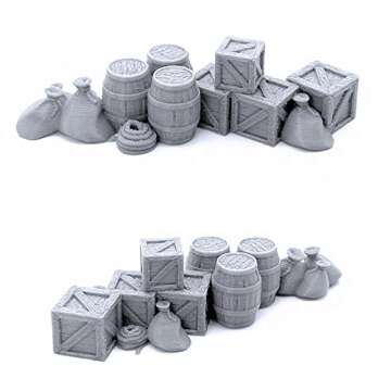 Cargo Piles DND Terrain Compatible with Dungeons and Dragons, Warhammer 40k, 28mm Miniature Wargamin...