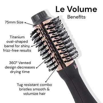 L'ANGE HAIR Le Volume 2-in-1 Titanium Blow Dryer Brush | Hot Air Brush in One with Oval Barrel | Hai...