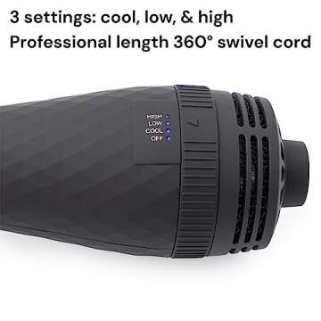 L'ANGE HAIR Le Volume 2-in-1 Titanium Blow Dryer Brush | Hot Air Brush in One with Oval Barrel | Hair Styler for Smooth, Frizz-Free Results for All Hair Types (Black - 75 mm)