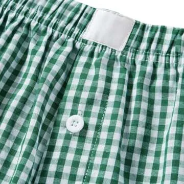 KOSUSANILL Y2K Boxer Shorts for Womens Low Elastic Waist Plaid Print Button Front Gingham Lounge Bottoms Pajama Sleep Micro Shorts Pj Pants (Green, M), Medium