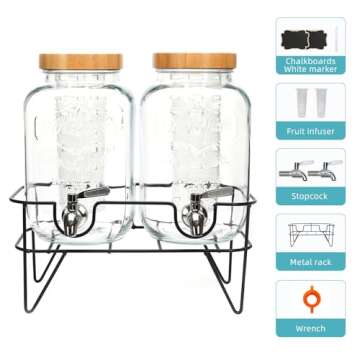 Roemey Stylish 1 Gallon Glass Drink Dispenser Set