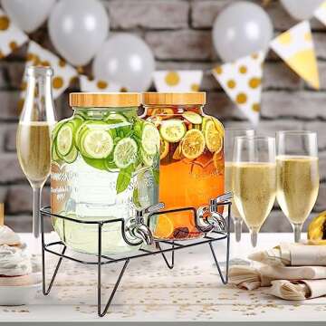 Roemey Stylish 1 Gallon Glass Drink Dispenser Set