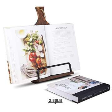 VYNOPA Cookbook Stand for Kitchen Counter Wood Adjustable Recipe Book Holder Stand iPad Rustic Holder Thanksgiving Day Christmas Gift for Mother, Grandma, Women