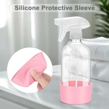 Worldgsb 16 oz Glass Spray Bottle Set with Silicone Sleeve