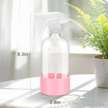 Worldgsb 16 oz Glass Spray Bottle Set with Silicone Sleeve