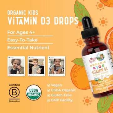 Organic Vitamin D3 Drops for Kids Immune & Bone Support