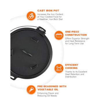 DARTMOOR 9 Quart Pre-Seasoned Cast Iron Dutch Oven