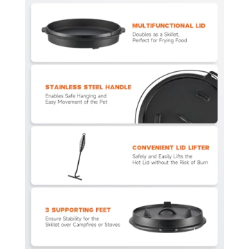 DARTMOOR 9 Quart Pre-Seasoned Cast Iron Dutch Oven