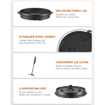 DARTMOOR 9 Quart Pre-Seasoned Cast Iron Dutch Oven