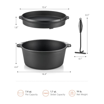 DARTMOOR 9 Quart Pre-Seasoned Cast Iron Dutch Oven