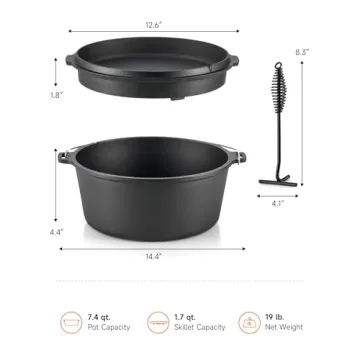 DARTMOOR 9 Quart Pre-Seasoned Cast Iron Dutch Oven