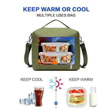 NOL Natural Organic Lifestyle Insulated Lunch Bags for Women Cooler Bag Lightweight Nylon Waterproof Lunch Box For Work
