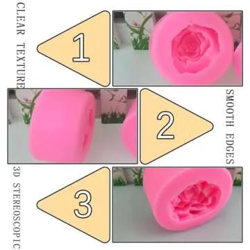 KuuGuu 3 Pack 3D Flower Bloom Rose Silicone Molds Resin Rose Candle Mold for Cake Decoration Chocolate Handmade Soap Candy Making Craft Art