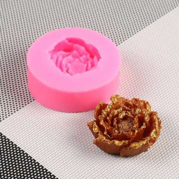 KuuGuu 3 Pack 3D Flower Bloom Rose Silicone Molds Resin Rose Candle Mold for Cake Decoration Chocolate Handmade Soap Candy Making Craft Art