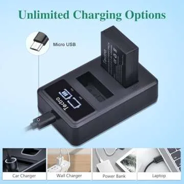 Tectra 2-Pack LP-E12 LPE12 Battery and LED Dual Charger for Canon Rebel SL1, EOS M50, EOS M50 Mark II, EOS-M, EOS M2, EOS M10, EOS M100, EOS M200, SX70 HS Mirrorless Digital Cameras