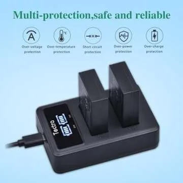 Tectra 2-Pack LP-E12 LPE12 Battery and LED Dual Charger for Canon Rebel SL1, EOS M50, EOS M50 Mark II, EOS-M, EOS M2, EOS M10, EOS M100, EOS M200, SX70 HS Mirrorless Digital Cameras