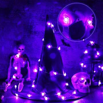 Halloween Decoration Fairy Lights, 10ft 40 LED Bat String Lights 8 Modes with Remote, Battery and USB Plug-in Operated Hanging Lights for Indoor/Outdoor Halloween Spooky Party Holiday Yard Decor