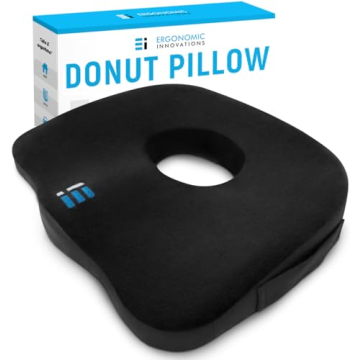 Ergonomic Innovations Orthopedic Donut Pillow: Memory Foam Chair Seat Cushion for Tailbone and Coccy...