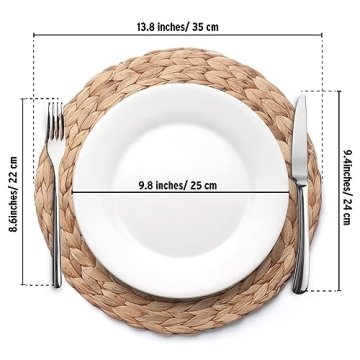 Elegant 6 Pack Natural Water Hyacinth Placemats