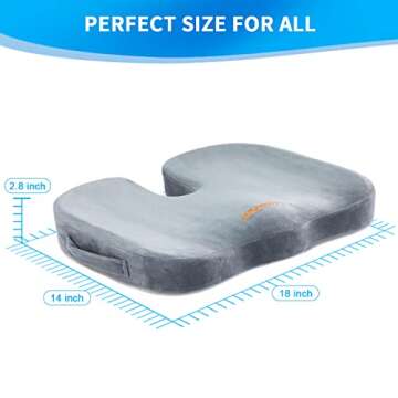 SAIREIDER Seat Cushions for Office Chairs, Memory Foam Coccyx Cushion Pads for Tailbone Pain, Sciatica Relief Pillow, Car Seat Cushion, Correct Sitting Posture (Grey)